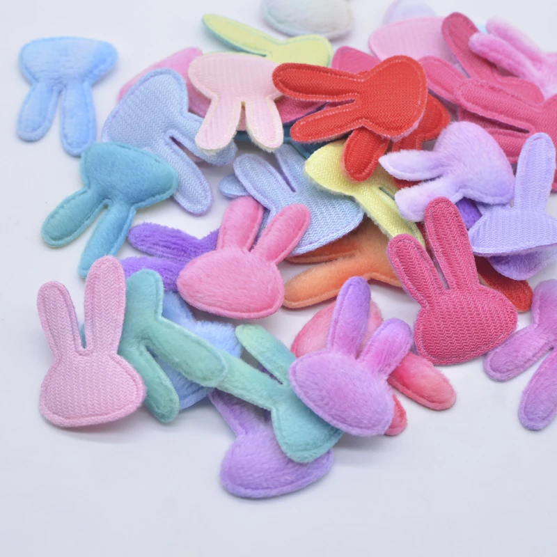 50Pcs 27*40mm Soft Plush Furry Rabbit Applique for DIY Headwear Hair Clip Bow Decor Accessories Clothes Hat Shoes Sewing Patches