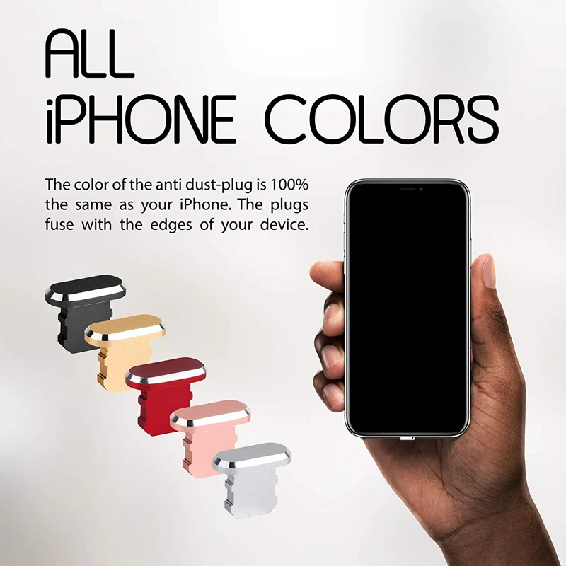 5 шт./лот Пылезащитная заглушка Мобильный телефон Аксессуары Гаджеты для Iphone 11 12 Pro Xs Max X Xr 8 7 Plus 6 6s 5 Se Usb крышка металлический 5 видов цветов