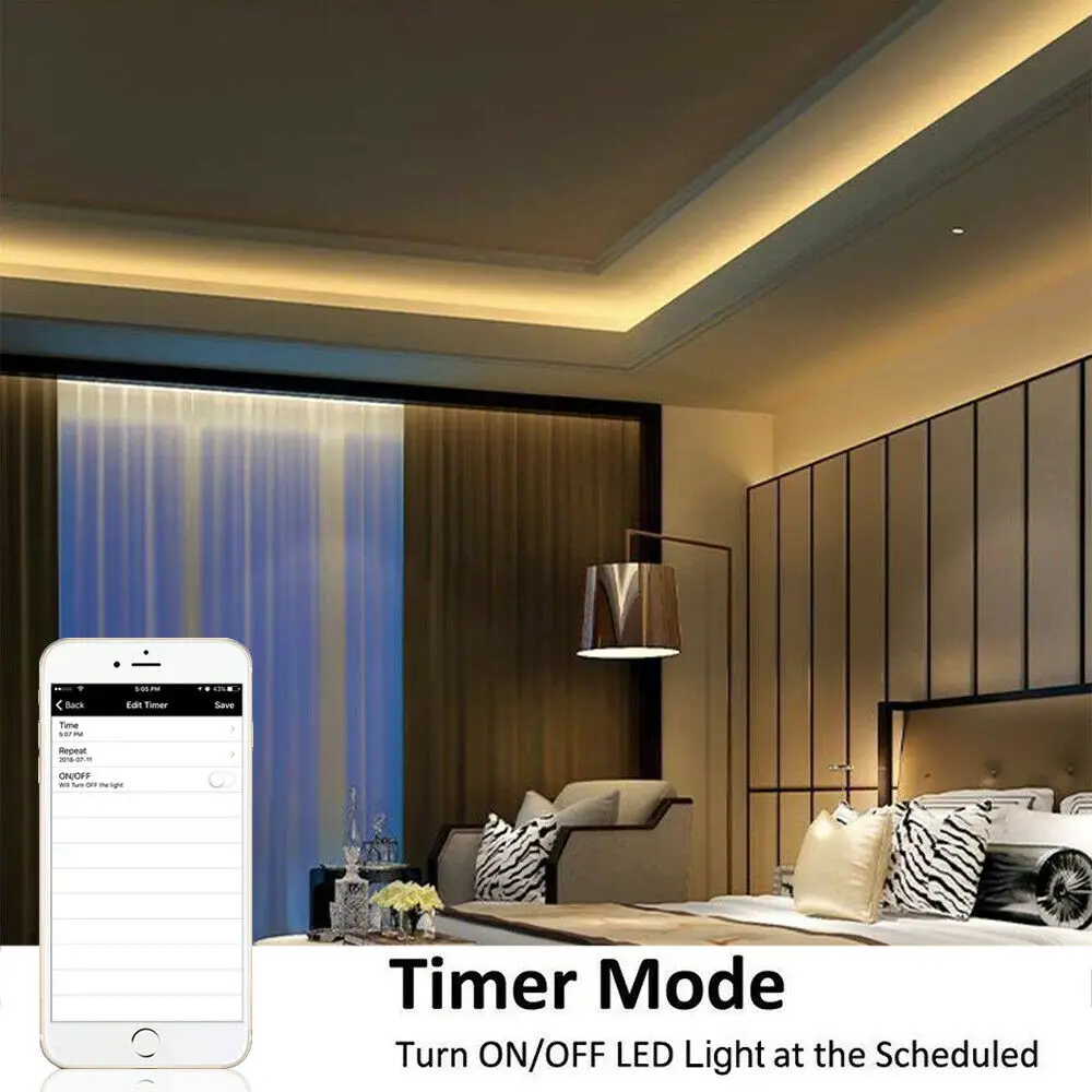 2 Pin WiFi Controller Timer Dimmer for Warm White Cool White Single Color LED Strip Lights for Alexa Assistant