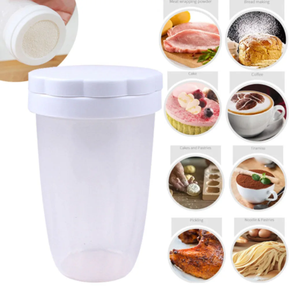 

Household Powder Chocolate Icing Sugar Cocoa Shaker DIY Coffee Sifter Shaker Plastic with Cover Bakeware