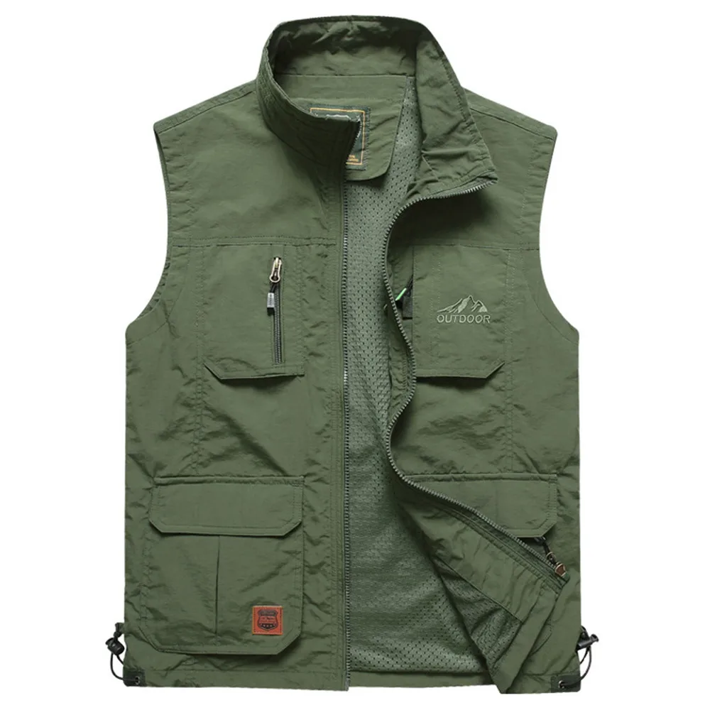 

Outdoor Casual Men's Vest Multi-pockets Zipper Jackets Sleeveless Male Photography Fishing Military Man's Tourism Drift Vests