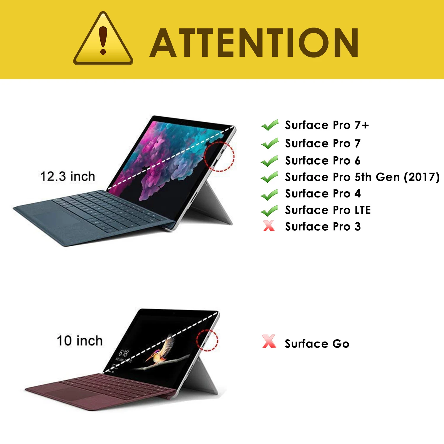 MoKo Case for Microsoft Surface Pro 7 /Pro 6/Pro 5/Pro 2017/Pro 4 /Pro LTE ,All-in-One Protective Rugged Cover Case w/Pen Holder