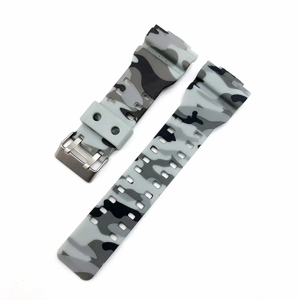 Camouflage Rubber Strap Men\'s Pin Buckle Resin Watch Strap Suitable for G-shock GD120 GA100 GA110 GA400 Watch Band