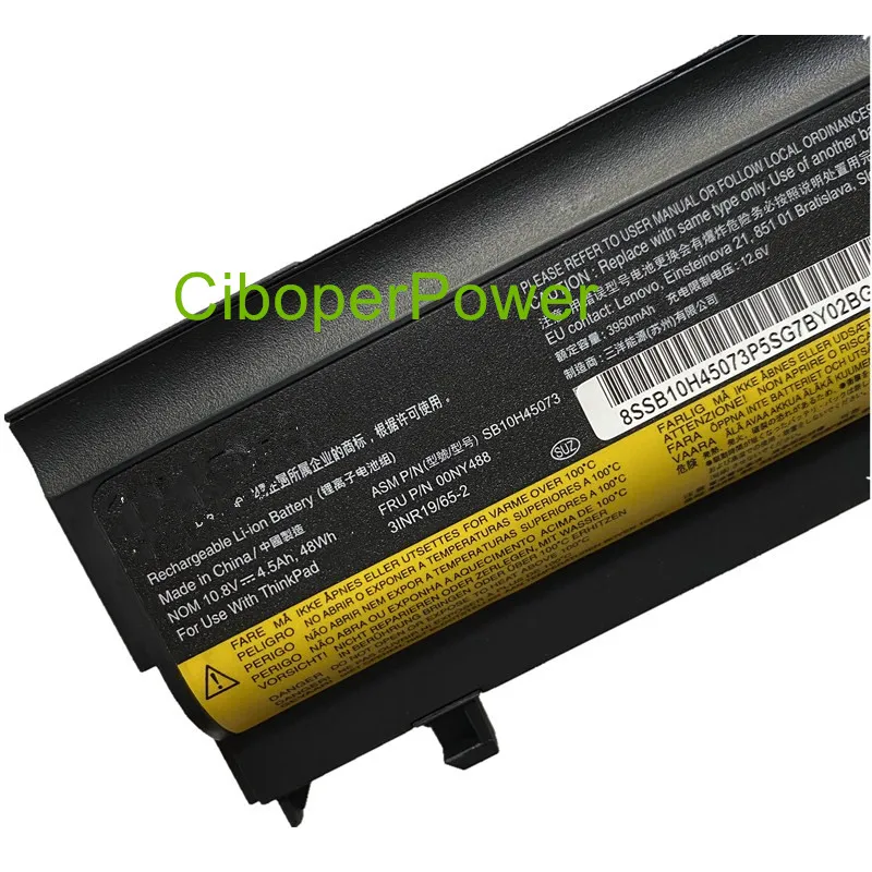 Batterie d'origine pour modèles SB10H45071, SB10H45073, 00NY486, 00NY488, L560