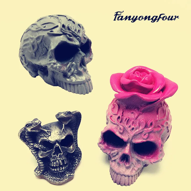 

3D Silicone Baking Mold Skull Fondant Mould Gypsum Resin Chocolate Candle Mould