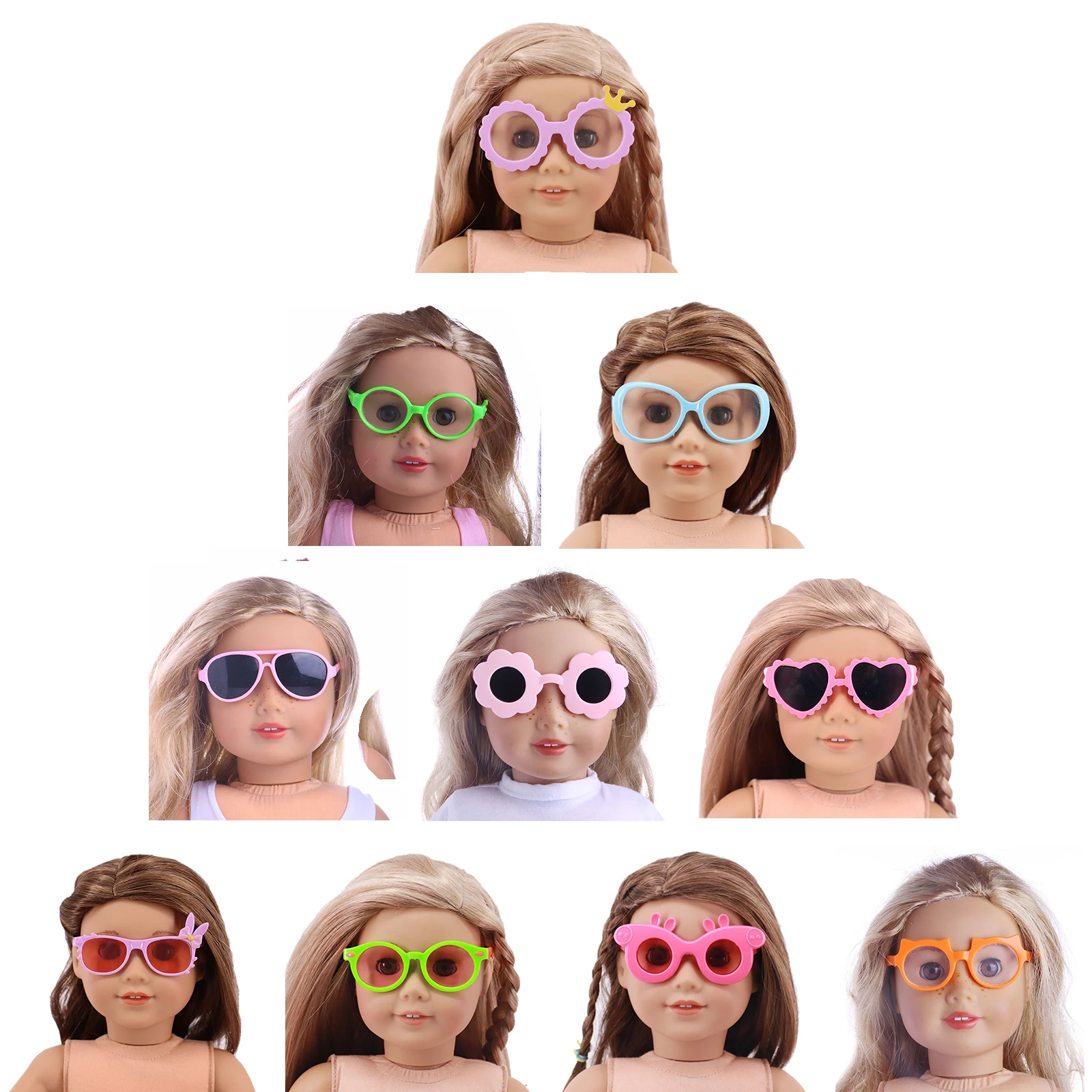 10 pçs/set boneca bebê óculos de sol caber 18 Polegada americano da menina & 43cm bebê recém-nascido boneca zaps geração menina olhos para brinquedos