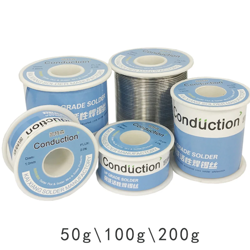 Solder Wire 0.3/0.5/0.8/1.0/1.2/1.5mm FLUX 2.0% 45FT Tin Lead Tin Wire Melt Rosin Core Solder Welding line Wire Roll50g100g