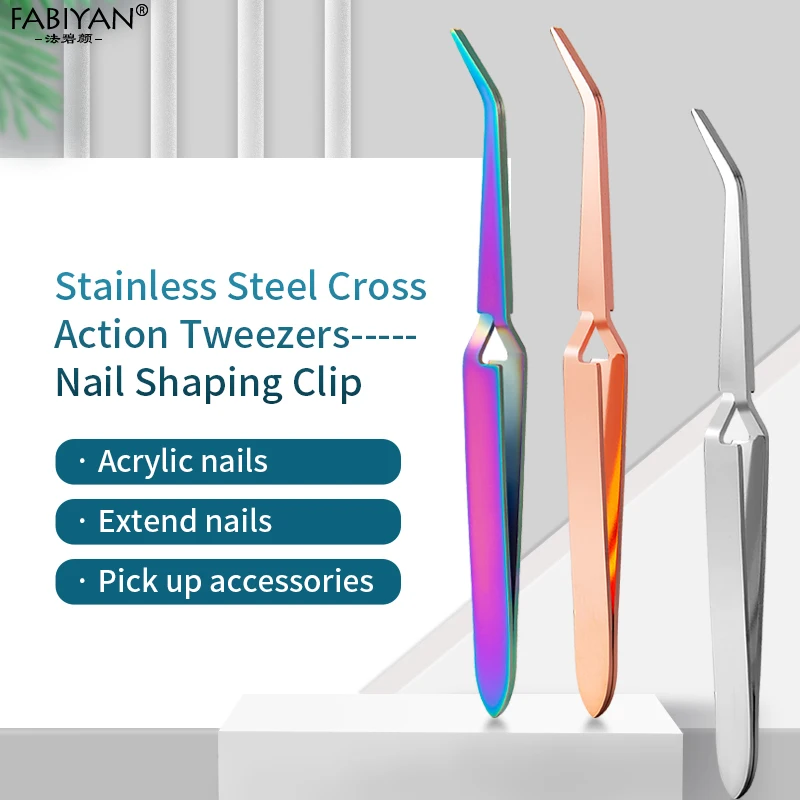 Nail Art Shaping Clip Cross Lock Tweezers Manicure Tool UV Gel Tool Multi-Function Stainless Steel Nipper Picking Up Rhinestone