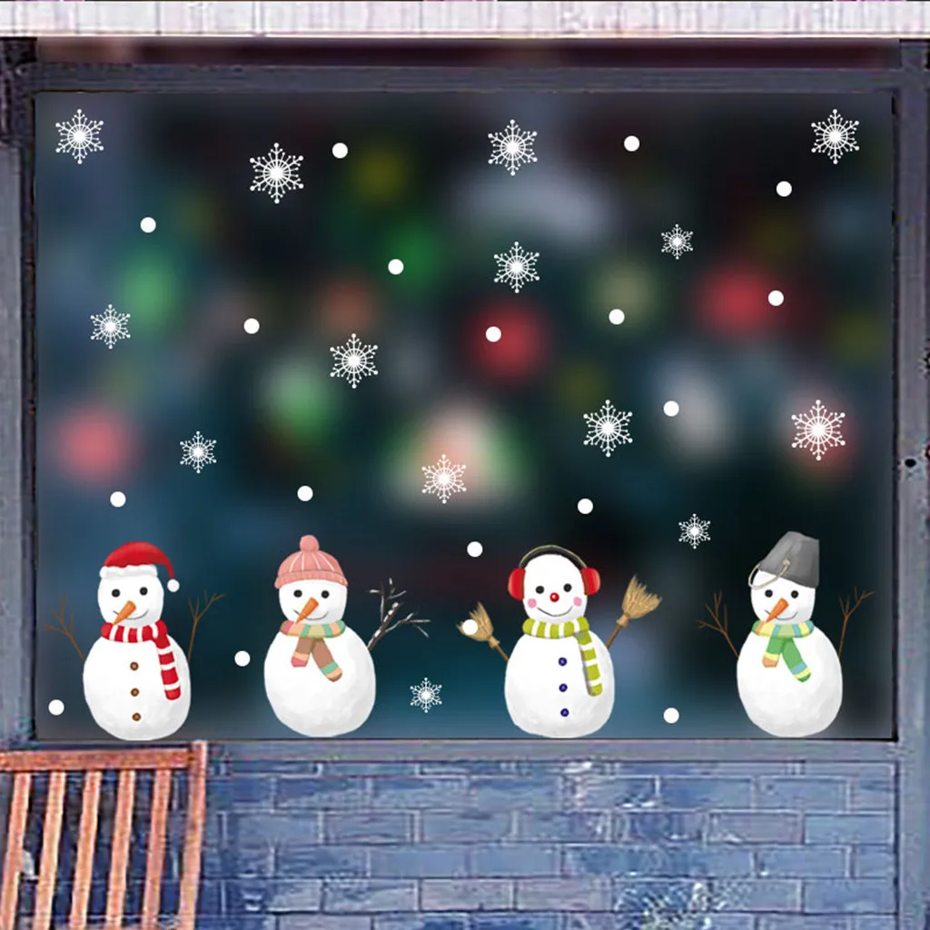 KAKUDER Wall stickers Christmas Snowflake cartoon window sticker Decal home Decoration For Door adesivo de parede 2020 drop ship