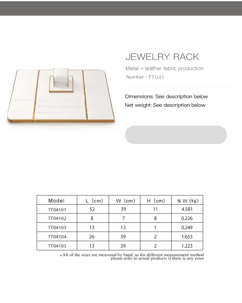 Oirlv Leder Gold Metall Schmuck-Display-Set Vitrine Organizer für Halsketten, Ringe, Armbänder für Ladentheken – Detail 4