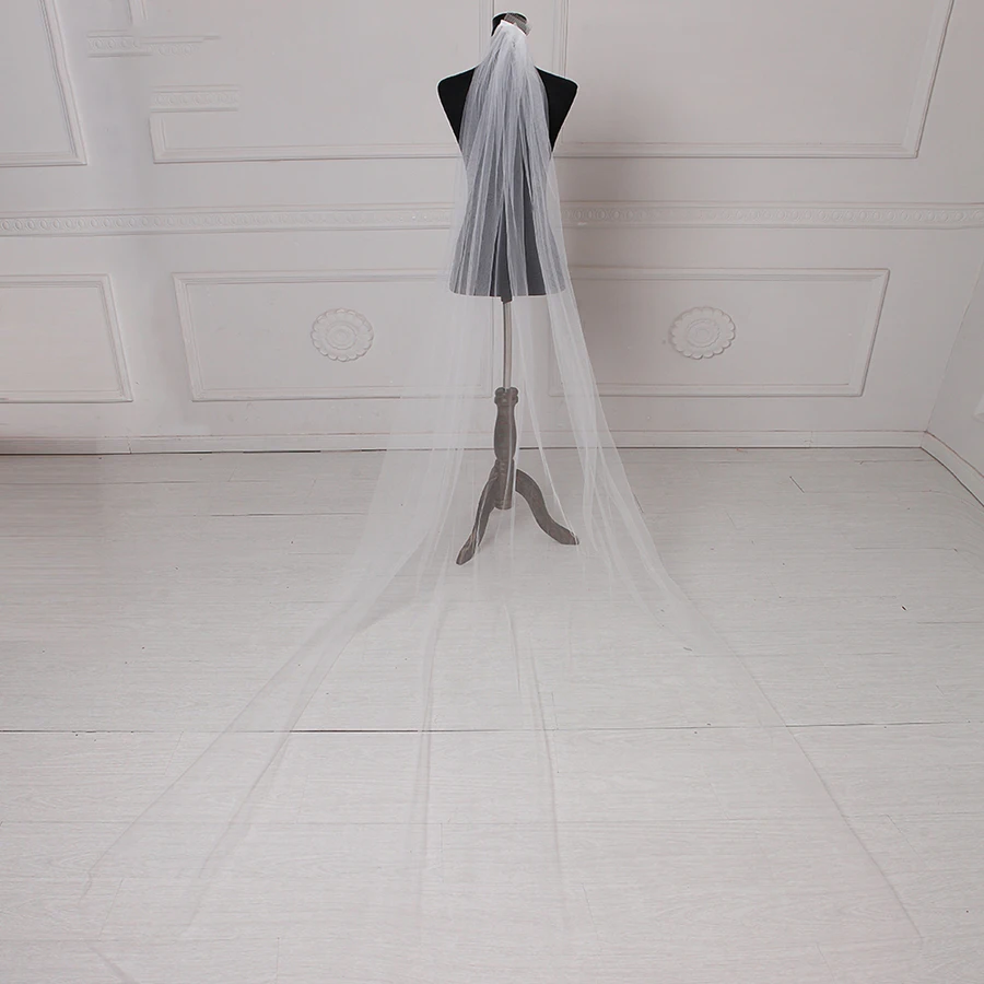 

Jiayigong Cheap White/ Ivory Bridal Veils 3 Meters Long Cathedral Wedding Veil