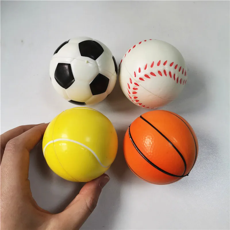 4pcs 6.3cm Stress Balls Basketballs Footballs Baseballs Tennis Soft PU Foam Squeeze Antistress Relief Toys for Kids Children