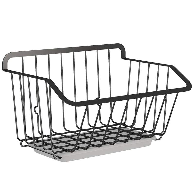 Stainless Steel Kitchen Wall Hanging Storage Basket,Black Spice Rack,Fruit Vegetables Drainer Organizer,Dish Tools,Drying Shelf