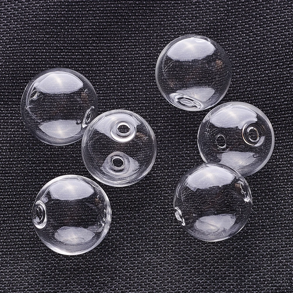 100Pcs 10-40mm Transparent Clear Hollow Glass Ball Handmade Blown Glass Globe Beads Round Bubble Orbs For Jewelry Making