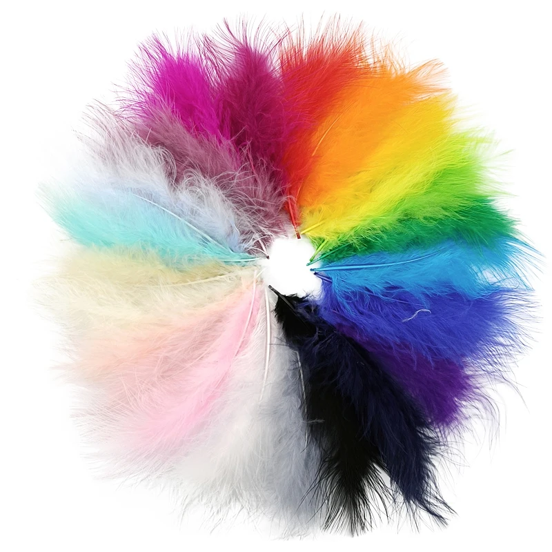 20Pcs/Lot 10-15cm Colored Natural Turkey Marabou Feather Fluffy Plume Wedding Dress Party DIY Decorations Handicraft Accessories