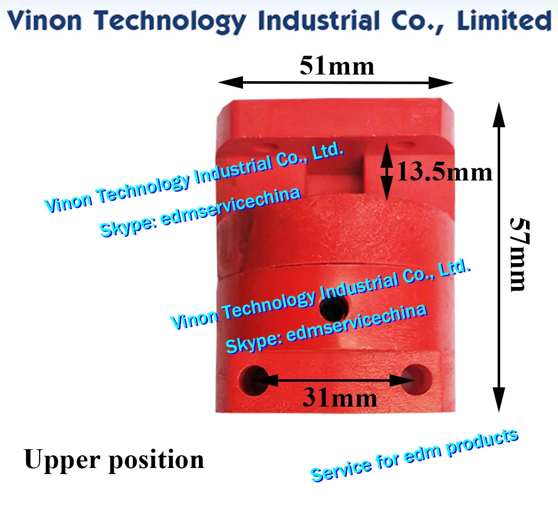 Ruijun machine Upper Holder for Power Feed Contact (size: 51x57mm) used for RUIJUN High Speed Medium Speed Wire Cutting Machine