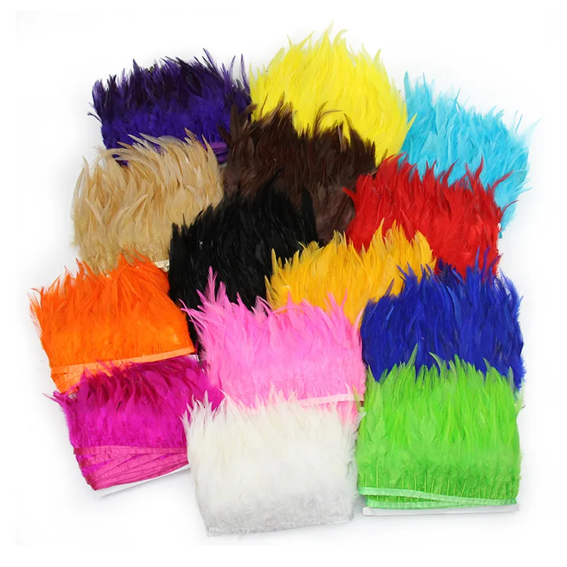 Wholesale 10 Meter 10-15CM 4-6inch Chicken Rooster Tail Feathers Trims Strip for Wedding Party Clothing Rooster Feather Trim