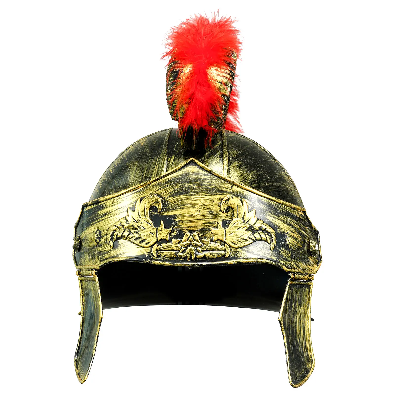 Men Medieval Armour King Roman Plastic Helmet Red Crested Samurai Hat Spartan Warrior Headwear Halloween Cosplay Accessories