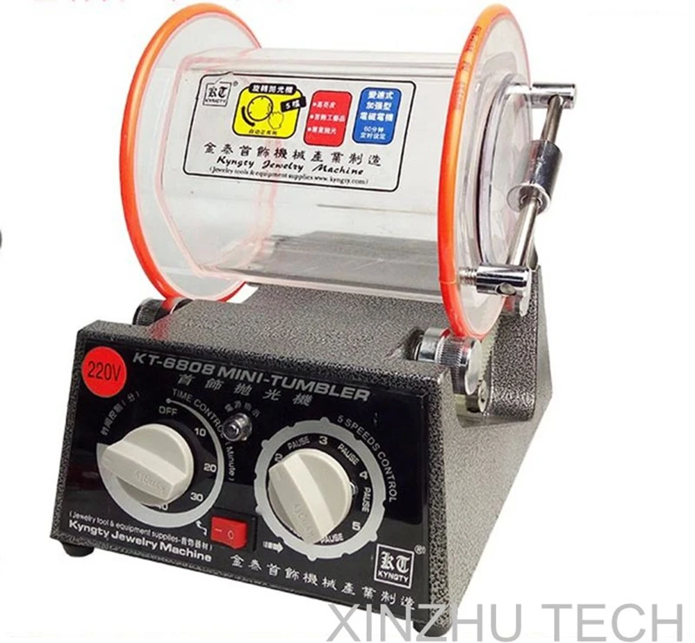 New KT-6808 Tumbler Polishing Machine Rotary Tumbler Jewelry Variable Surface Finishing Machine Speed Auto Sanding Waxing Tools