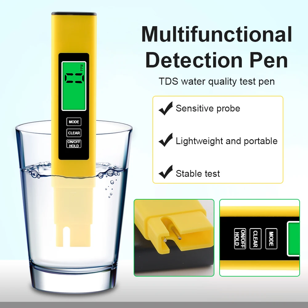 

3-in-1 Digital PH EC TDS Meter Tester Temperature Pen Water Purity PPM Filter Hydroponic for Aquarium Pool Water Quality Monitor