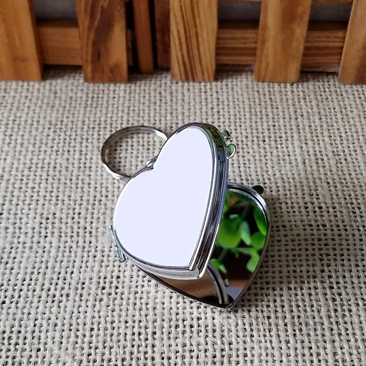 20 قطعة/الوحدة التسامي مرآة ماكياج معدنية فارغة مفتاح سلسلة كيرينغ DIY هدية كلا الجانبين الطباعة