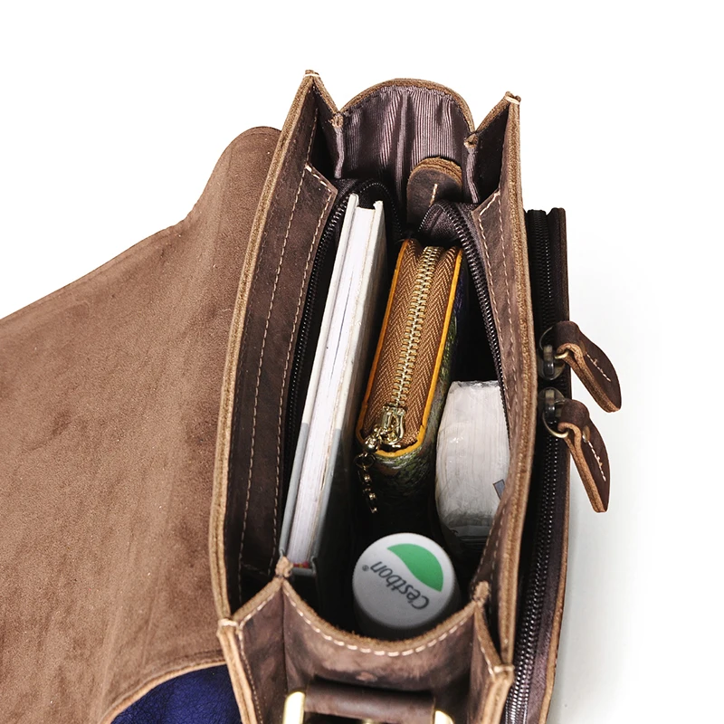 2022 Thick Crazy Horse Leather Design Shoulder Messenger bag Cowhide Cross-body Bag 8\