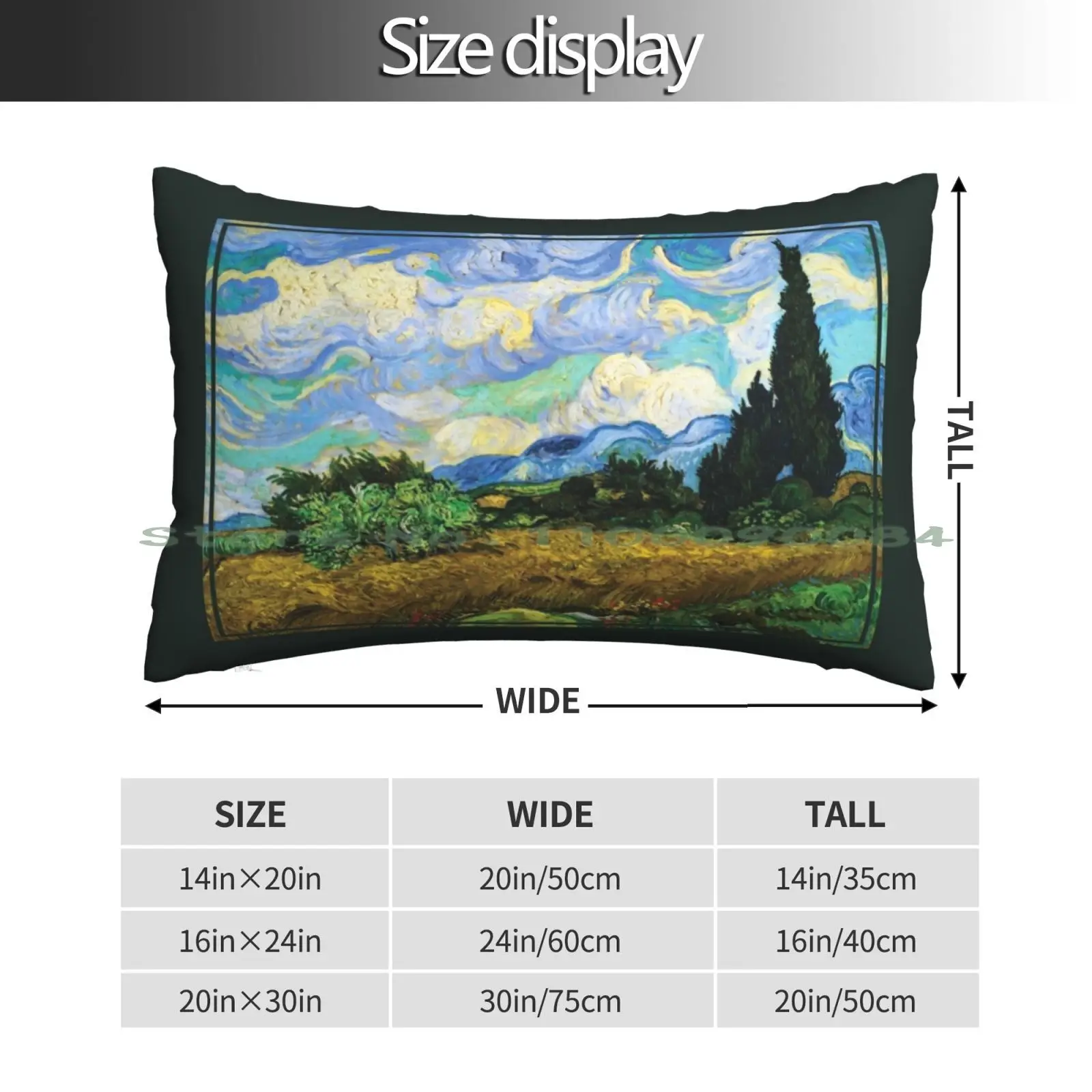 Wheat Field With Cypresses By Vincent Van Gogh Pillow Case 20x30 50*75 Sofa Bedroom Anime Funny Anime Girl Funny Funny Anime