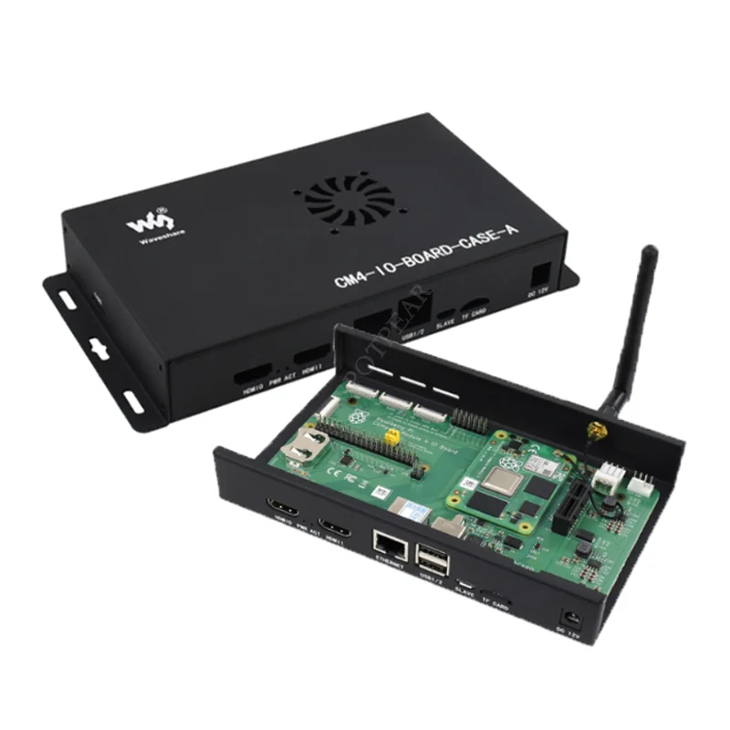 Kotak Logam (A) dengan Kipas Pendingin untuk Papan IO 4/CM4 Modul Hitung Raspberry Pi