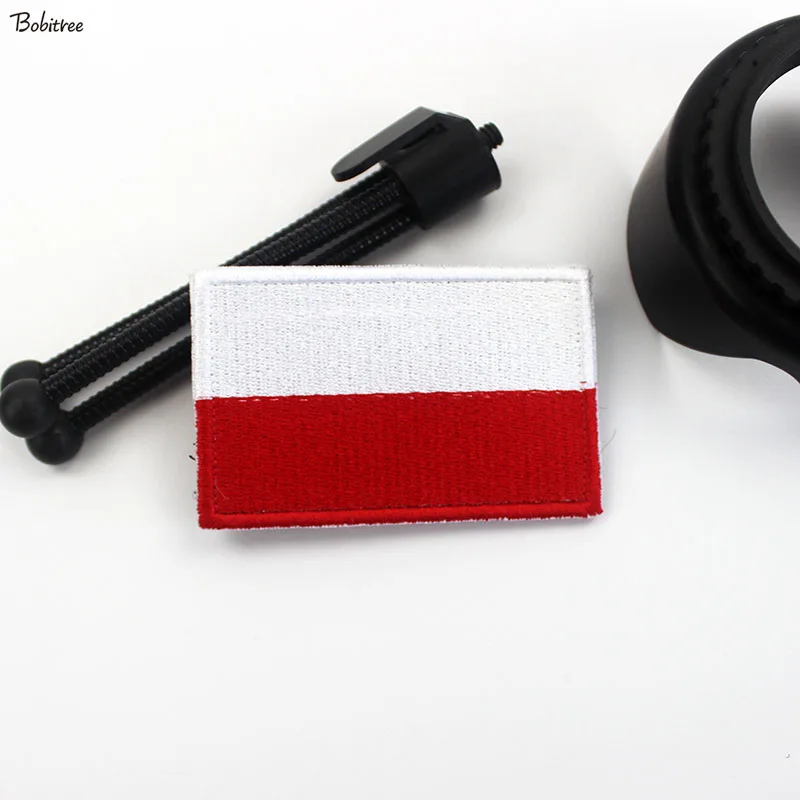 Poland flag Patches with Hook Loop Poles Banner Badge Embroidered armband Stickers For Backpack Caps Uniform Decoration