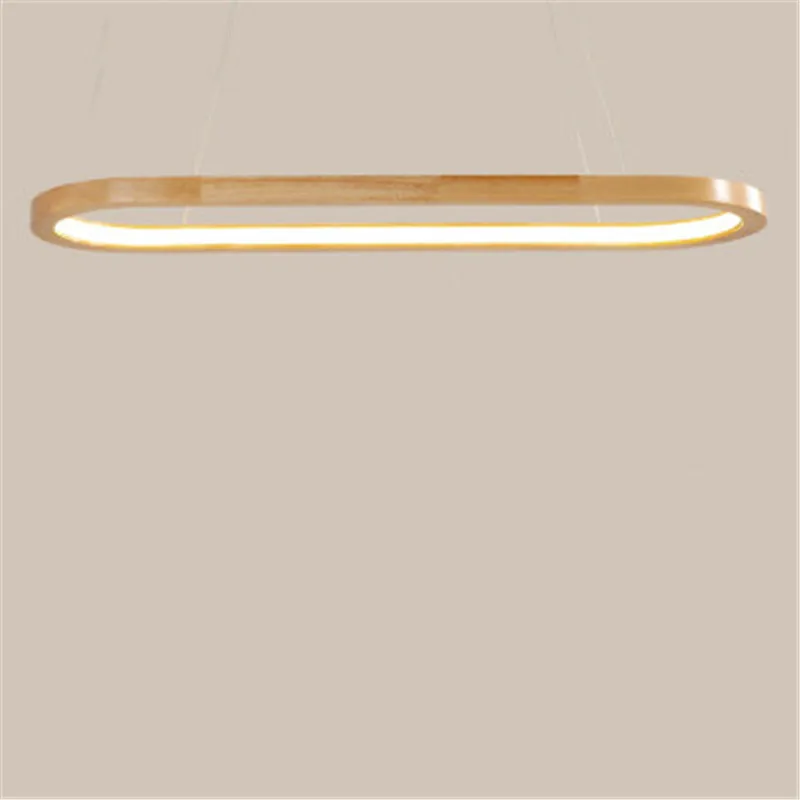 Imagem -04 - Luminária Pendente de Madeira Estilo Nórdico Luminária de Suspensão Pendente com Anel Oval em Led Design Criativo Simples para Apartamento Sala de Estar Quarto