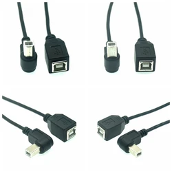 USB 2.0 B Female to Type-B Male 90 Degree Right Angle Printer Short Extension Cable 20cm for Printer Scanner Mobile HDD and More