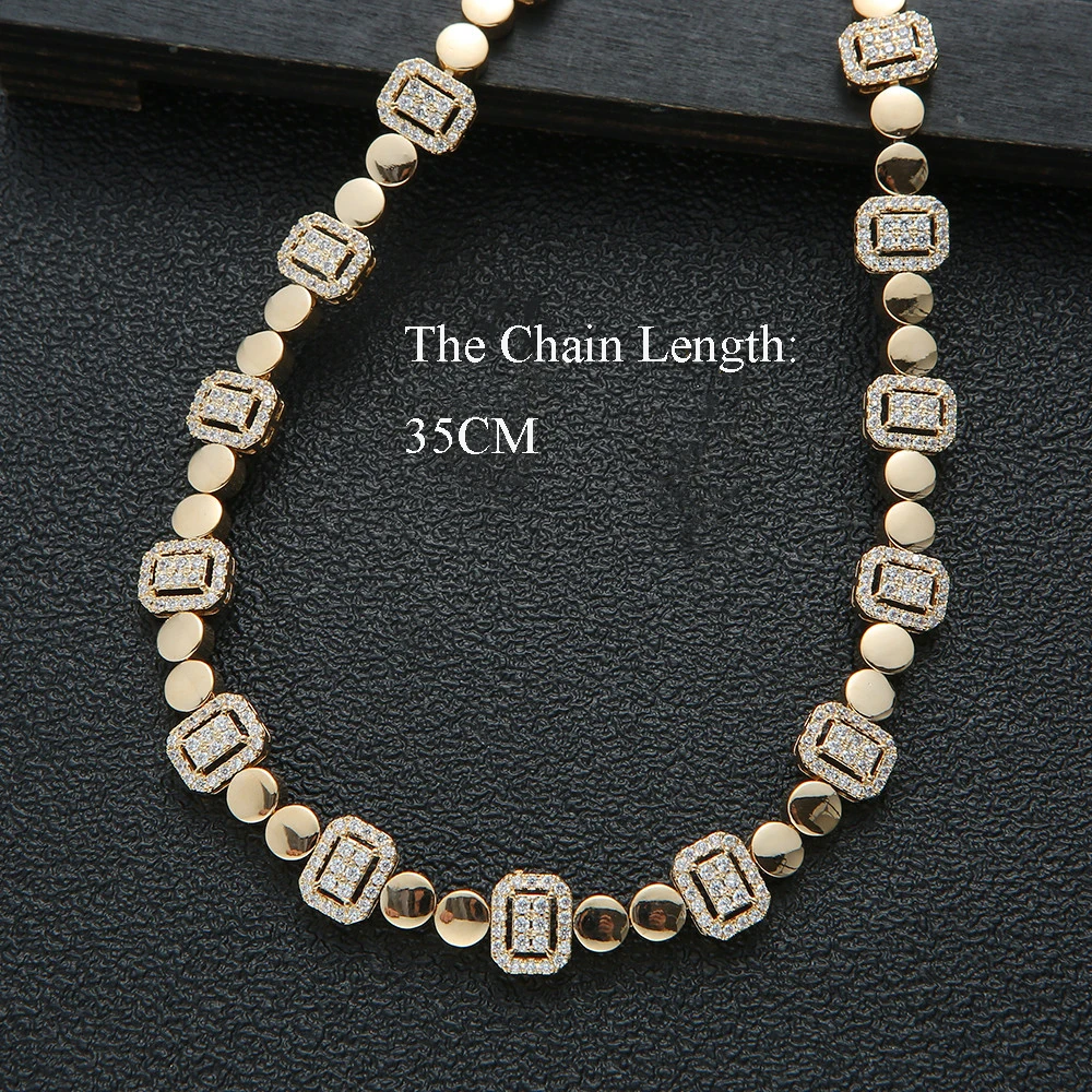 New Tennis Chain Luxury AAA Zircon Square Shape Choker Earring Bracelet Set For Women Dubai Jewelry For Girl Wedding N0525