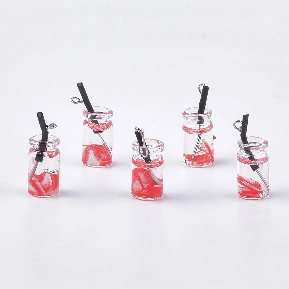 

200Pcs Resin Bubble Tea Charms Fruit Juice Cup Bottle Pendants for Jewelry DIY Earrings Necklace Key Chain Making Findings