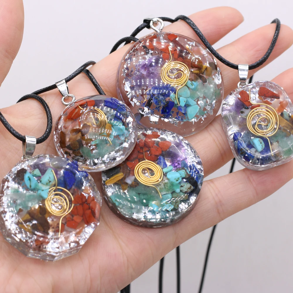 Natural Chakra Orgone Stone Pendant Necklace 7 Chakras Energy Charms Amulet Yoga Meditation Chokers Fashion Jewelry Necklaces