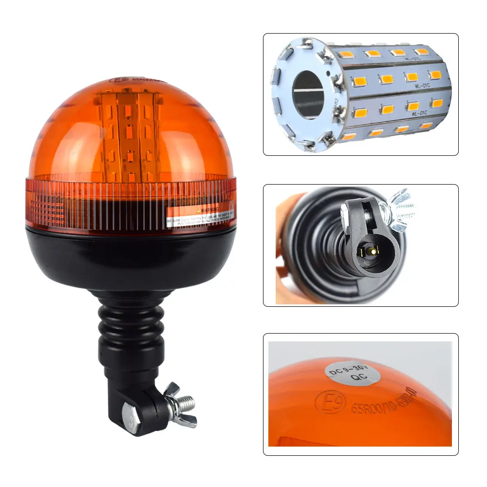 LED Beacon Light Warning Roof Strobe Rotating Flashing Amber Emergency Lamp for Kubota Tractor Trailer Boat  John Deere Case IH