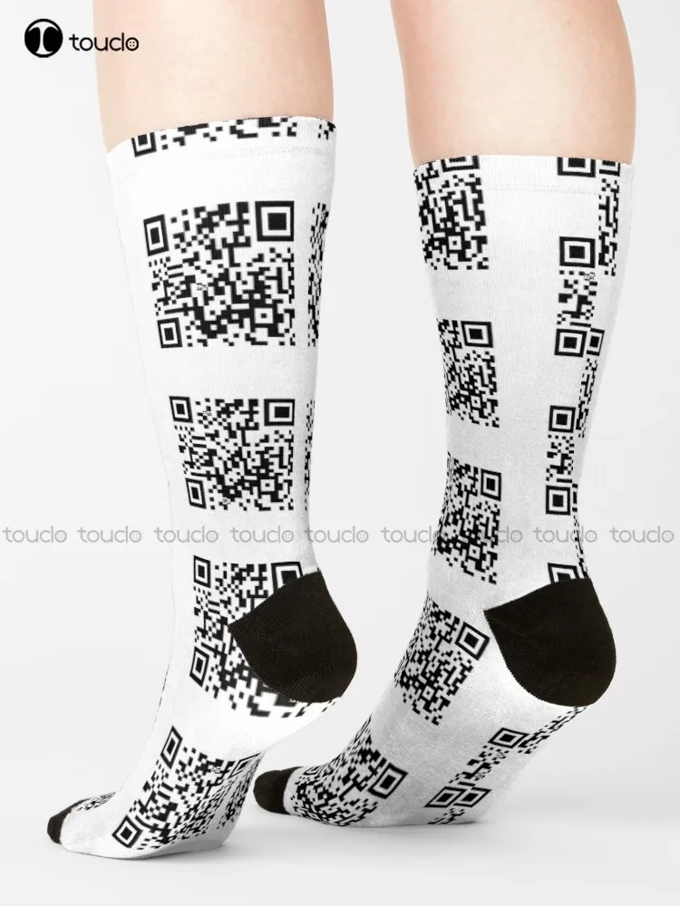 Rickroll Qr Code Socks Slouchy Socks For Women Personalized Custom Unisex Adult Socks Halloween Christmas Gift Teen Socks Funny