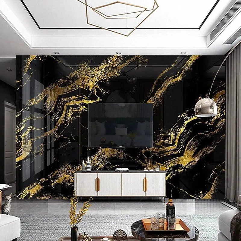 Custom Photo Wallpaper Home Decor 3D Black Gold Imitation Marble Waterproof Modern Living Room Bedroom TV Background Wall Mural