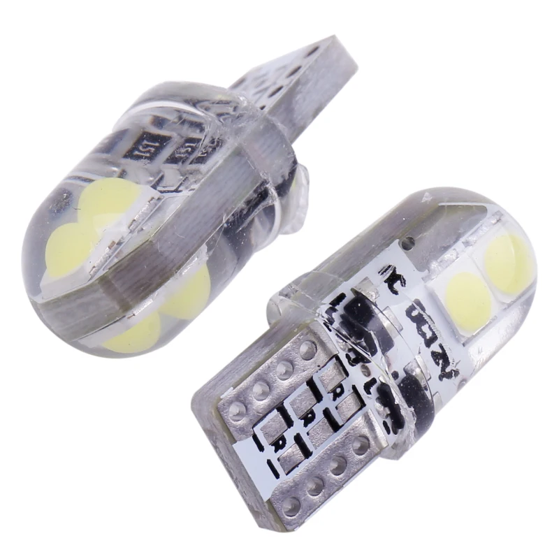 

2000pcs Silicone T10 Car Led Bulbs 4 SMD 3030 led 194 168 Non Polar Silicone Shell License Plate Lights Map Trunk Lamp DC 12V