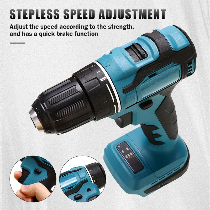 

3 IN 1 Electric Brushless Impact Wrench Hand Drill 18V 90Nm Cordless Screwdriver DIY Tool Rechargable for Makita Battery