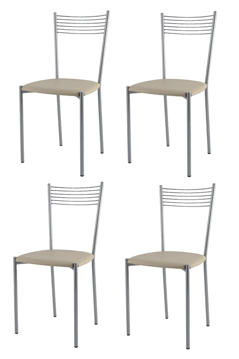 Tommychairs - Set 4 chairs Elegance for kitchen and dining room painted steel aluminum and sitting in fake leather linen