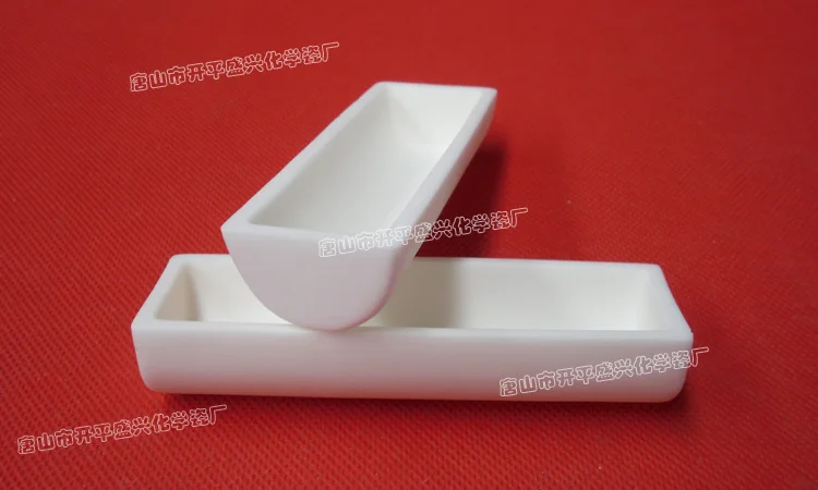 100x40x25mm semicircular 99.5%Al2O3 High Purity and Thermal Square Corundum Melting Pot /Alumina Ceramic Boat