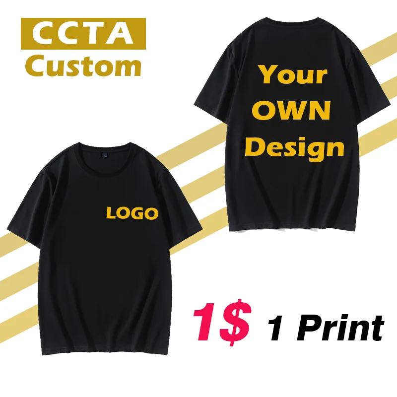 Custom T-Shirt Logo Embroidery Crew Neck Short Sleeve Design Printed Personalized Brand Text DIY High-End Summer Tops