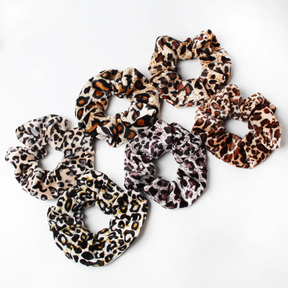 3pcs Leopard Women Hair Accesories Ladies Hair Tie Striped Velvet Scrunchies Wholesale Ponytail Hair Female Girl Holder Rope