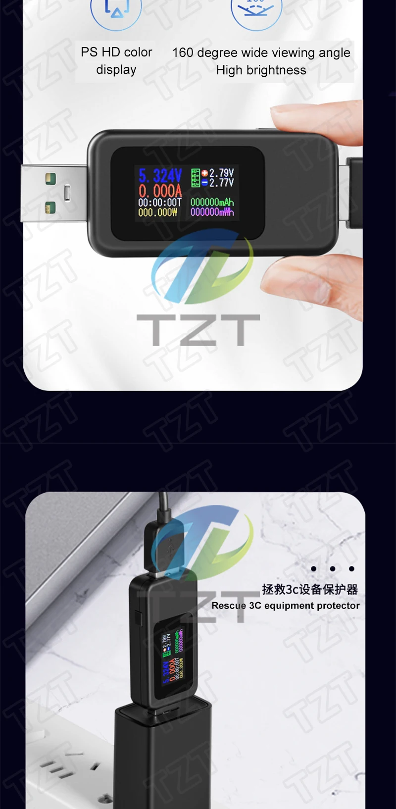 10-in-1-USB-Tester DC Digital Voltmeter Amperimetro Strom Spannung Meter Amp Volt Amperemeter Detektor Power Bank Ladegerät Anzeige – Detail 6