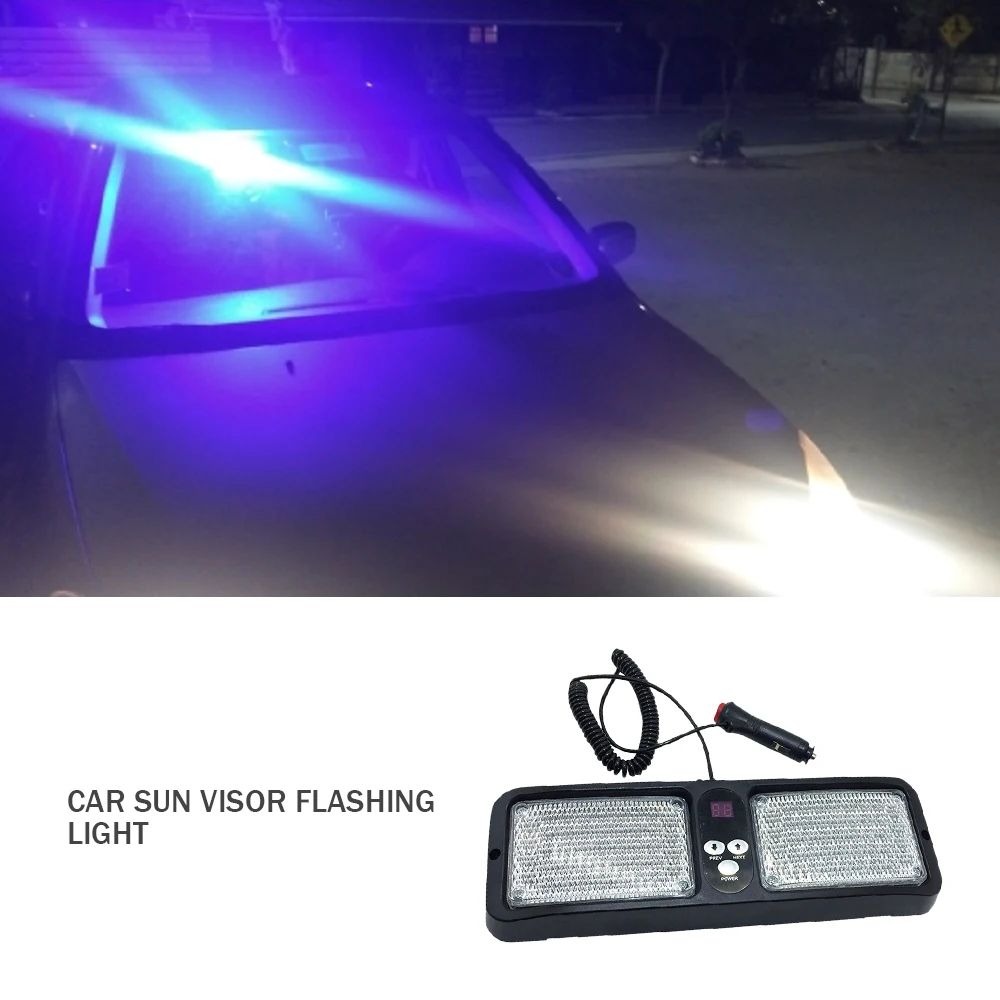 RCL Red Blue 86 LED Sun Visor Emergency Strobe Lights 12 Flash Modes Hazard Police Warning Light For Law Enforcement Vehicle New