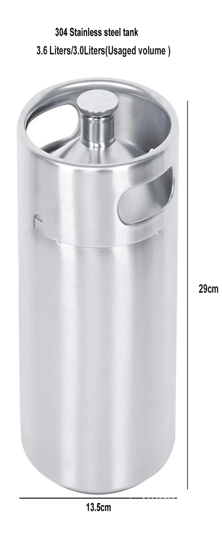 3 Liters Mini keg barrel  Mini keg dispensor  fermenter tank  stainless steel tank  for home brewery