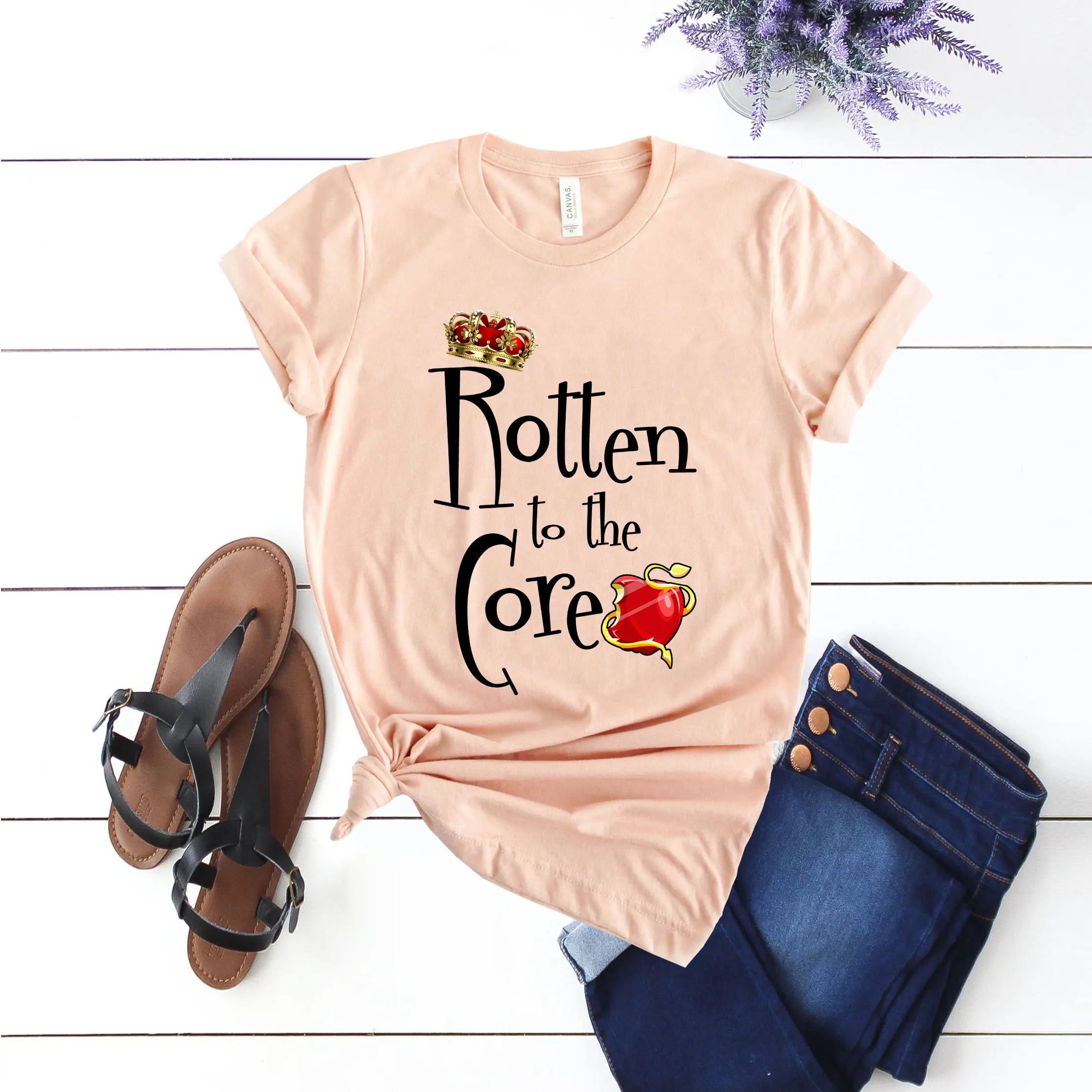 Cute Matching Tee Rotten To The Core Shirt Descendants Inspired Shirts Mal Evie Evil Queen T-shirt