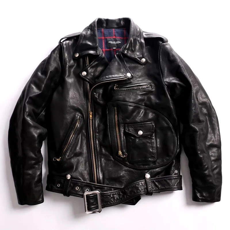 

J22 Read Description! Asian Size Super Top Quality Genuine Horse Leather Slim Classic Horsehide Stylish Rider Jacket