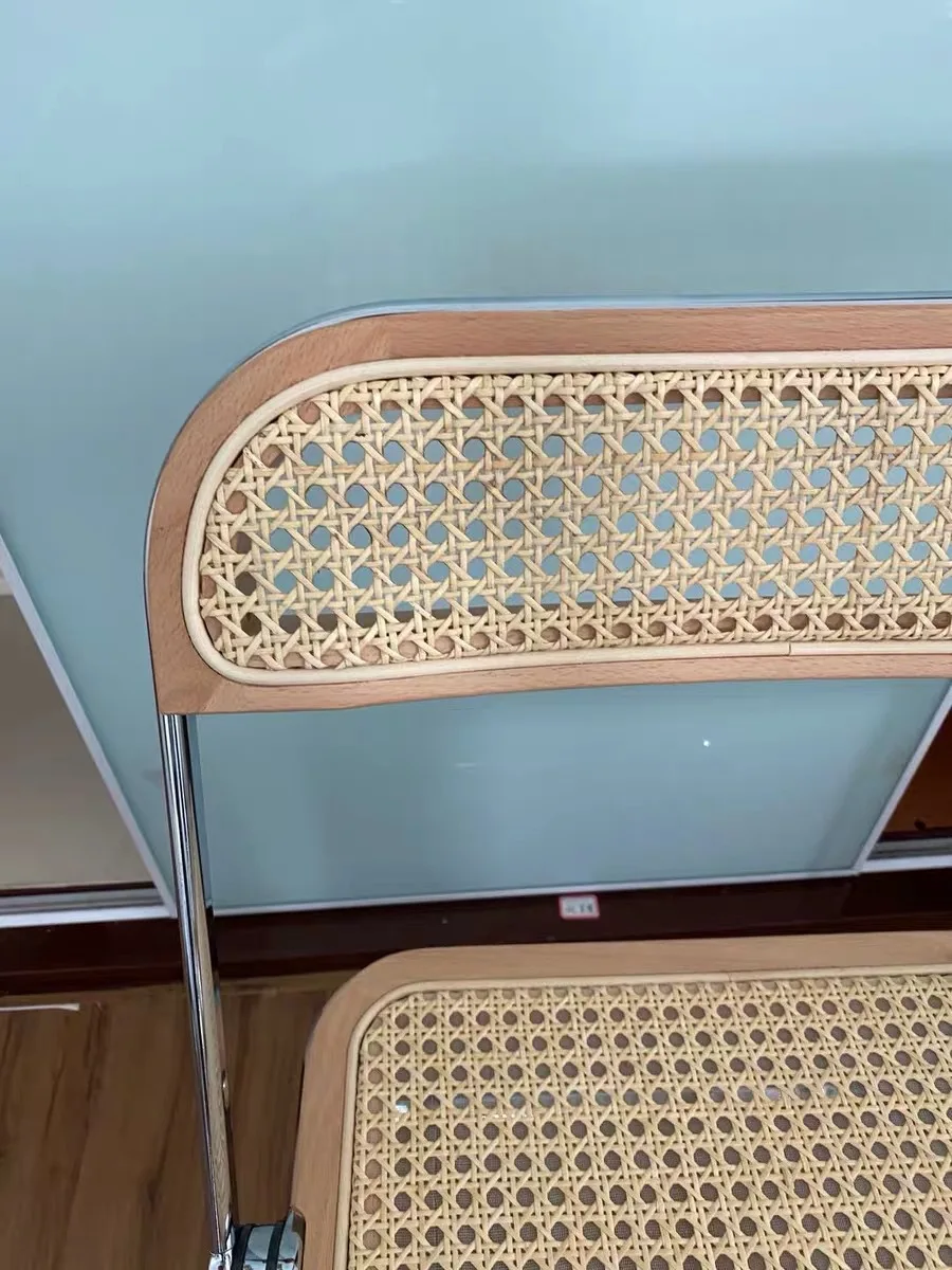 JOYLOVE Rattan składane krzesło ze stali nierdzewnej importowane Rattan makaron średniowieczny włoski projekt sklep odzieżowy zdjęcie B & B Ins
