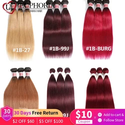 Ombre Color Straight Hair 1/3 Bundles 1B Burgundy 99J Blonde Brown Color Brazilian Remy Human Hair Weaving Wefts Euphoria